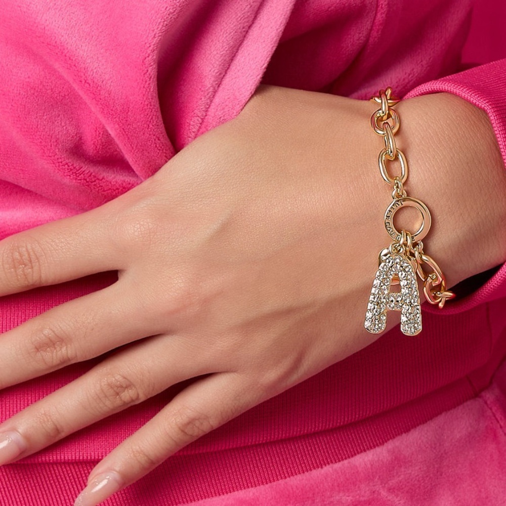 Juicy Couture Gold Bracelet with Bubble “A” Initial Charm - Picture 5 of 7